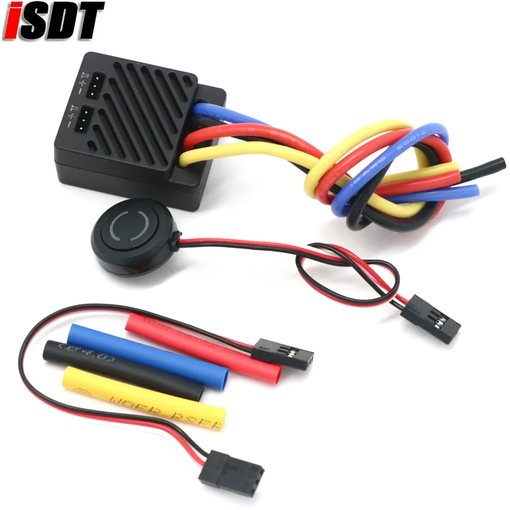 

ISDT ESC70 WP 1080 70A Waterproof ESC 2~3S 5V~7.5V Adjustable BEC Phone Control 540/550/775 Brushed Motor For 1/8 1/10 Car