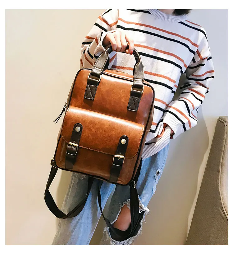 mochila feminina, школьные сумки с защитой от кражи, водонепроницаемые, для путешествий, для ноутбука, коричневый кожаный большой рюкзак для женщин, корейский дизайн