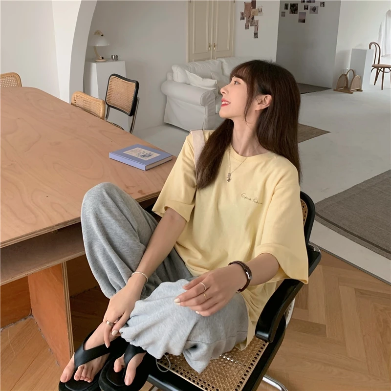 

YTX410 2021 new summer net red hot style loose Korean student round neck short-sleeved T-shirt