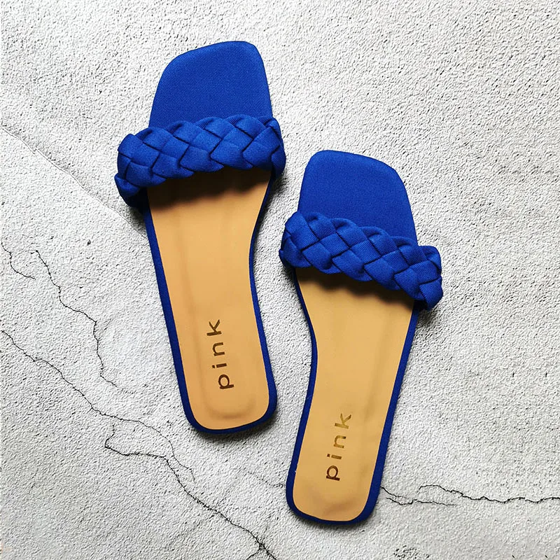 

Summer Flat with Twist Fashion Slippers Comfort Outside Beach Shoes Ladies Slides Women Summer Sandals Plus Size 37-42