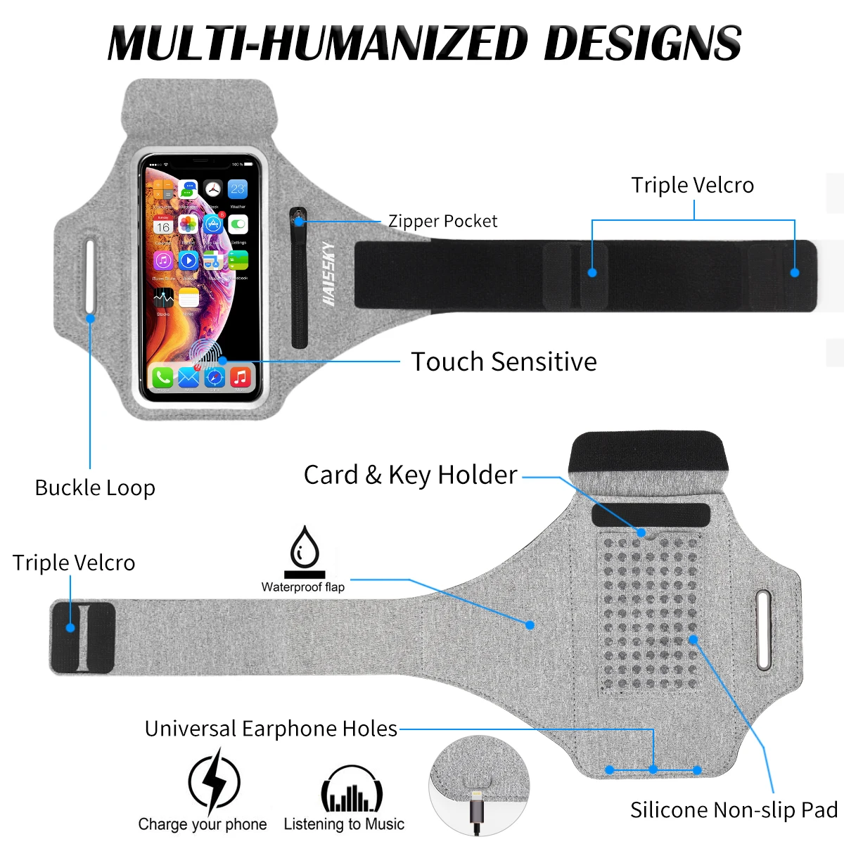 Running Sports Armbands Zipper Bag For AirPods Pro iPhone 14 13 12 11 Pro Max XR Samsung S22 S23 Ultra Phone Case Holder ArmBand