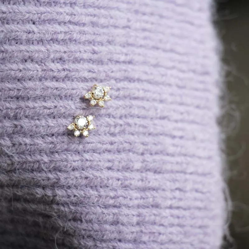 Серьги пусеты с золотыми кристаллами 9 K простой и стиль для свадебного душа