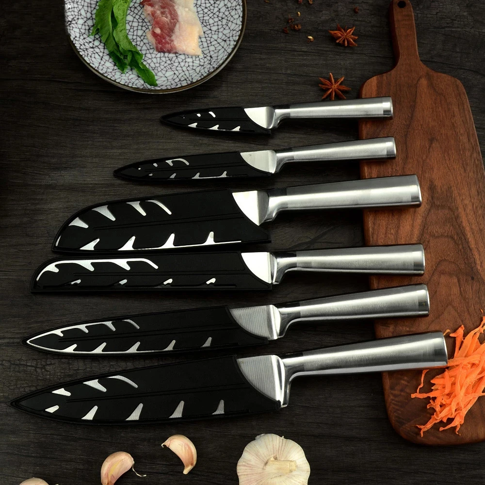 

6pcs Chef Knife Set Stainless Steel Kitchen Knives Fruit Bread Santoku Slicing Knife Professional Japanese Meat Fish Cleaver