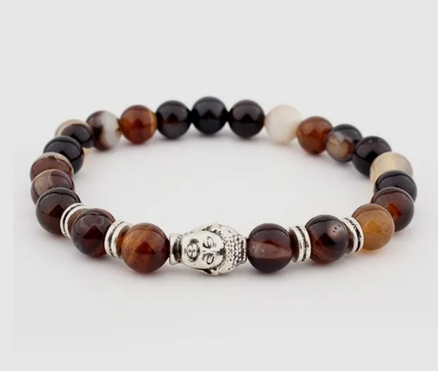 

8 мм многоцветные чакры Исцеление Рейки Будда, Йога браслет эластичный регулируемый черный вулканический камень браслеты x3dc