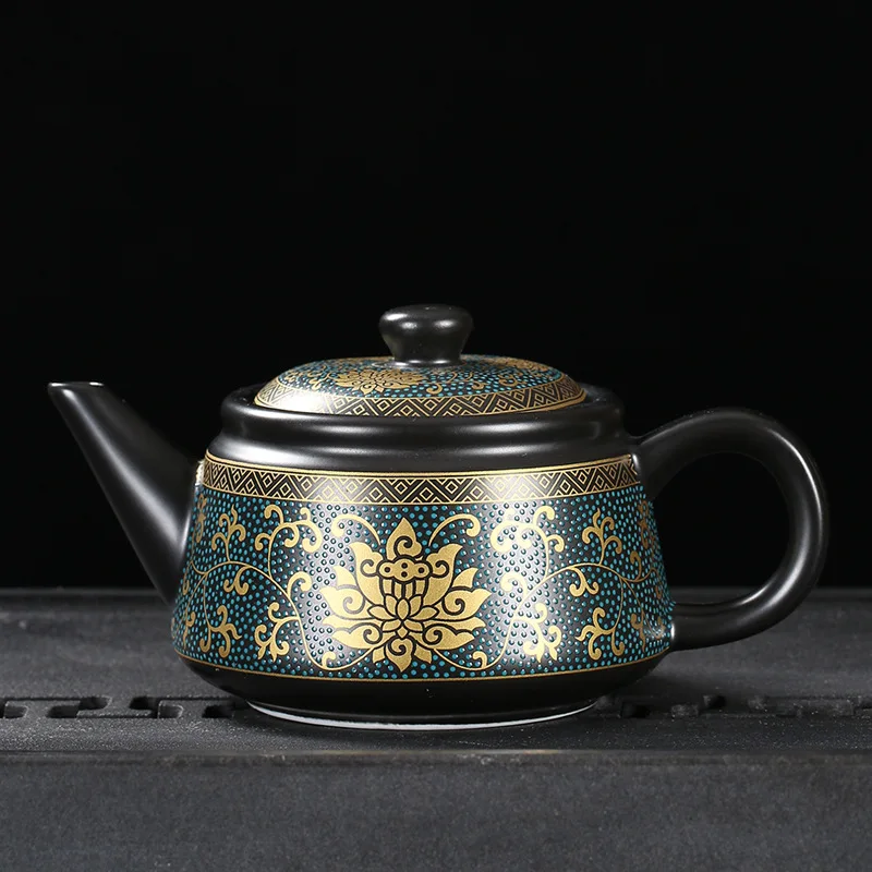 

Jingdezhen Vintage Black Ceramics Tea Pot Chinese Tea Set Customization Porcelain Teapot Oolong Tea Handmade Kettle 240ml
