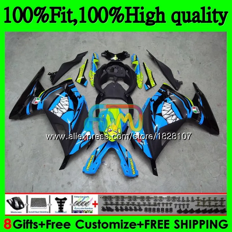 

Injection For KAWASAKI ZX3R EX300 EX ZX 300R 4BS.0 ZX-3R ZX300R 13 14 15 16 17 2013 2014 2015 2016 2017 Fairings Shark Blue blk