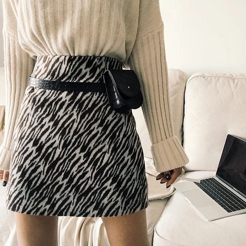 

Новинка 2020, шерстяная популярная юбка с принтом зебры