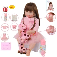 22inch reborn baby doll 56cm realistic full silicone body bebe waterproof toy pink princess clothes for children christmas gifts