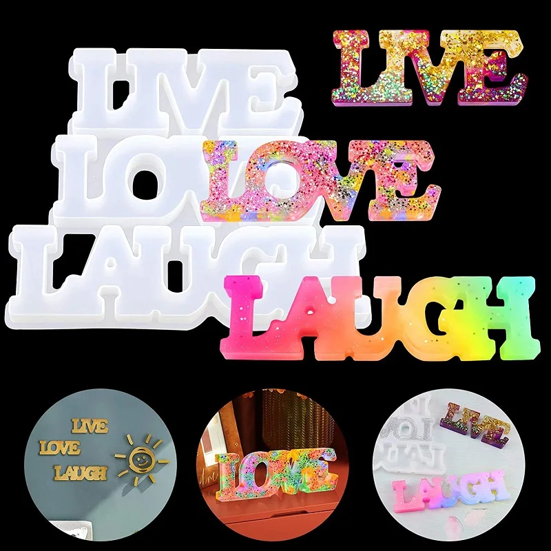 

Live Love Laugh Letter Resin Mold Word Sign Mold Character Silicone Mold Epoxy Casting Mold DIY Craft for Home Decoration