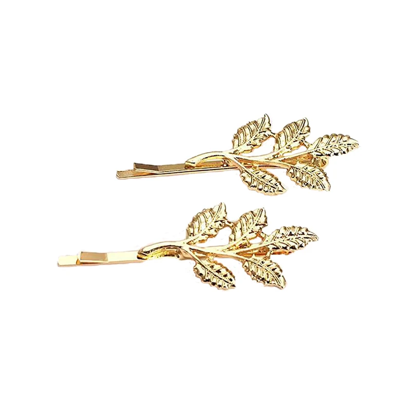 

Hair Claws Ladies Shiny Alloy Leaf Shape Hairpin Features Natural Hair Side Clip Hair Accessories Headwear Hot Sale