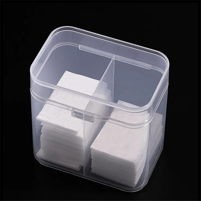 

2 Grids Plastic Storage Box With Lid Unloading Cotton Manicure Tool Cosmetic Wash Towel Storage Box Nail Pen Container Organizer
