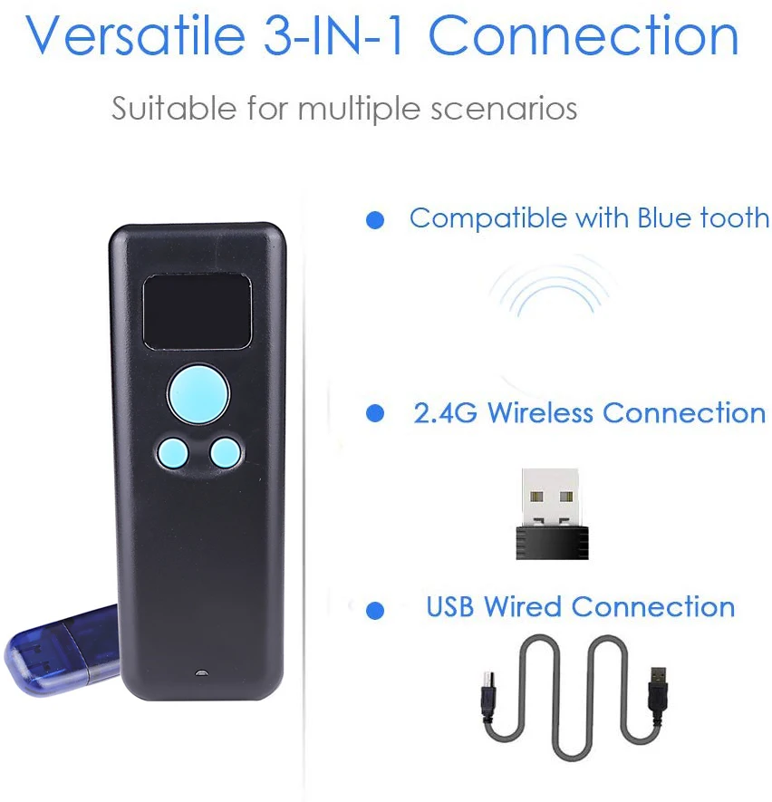 Карманный беспроводной Bluetooth сканер штрих кода портативный CCD считыватель с 16 м