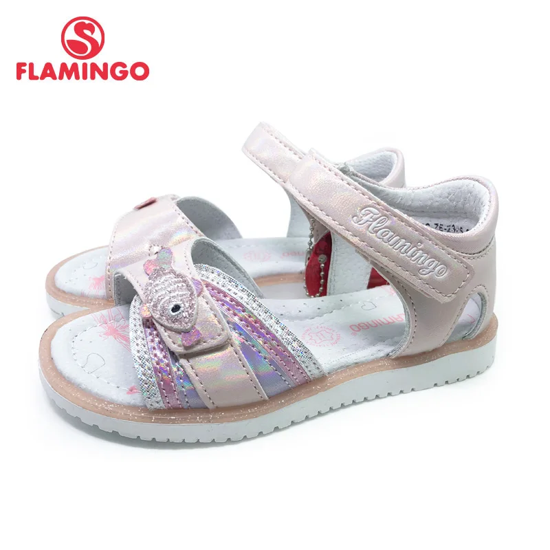 

FLAMINGO 2021 Summer kinder sandalen Hook& Loop Flat Arched Design Chlid Casual Princess Shoes Size 26-31 For Girls 211S-Z6-2326