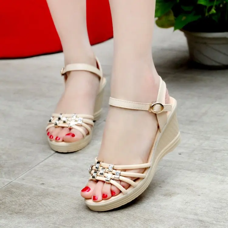 

New Brand Fashion Summer Women Sandals High Heels Open Toe Fashion Ladies Shoes Platform Wedge Sandals thick bottom 369