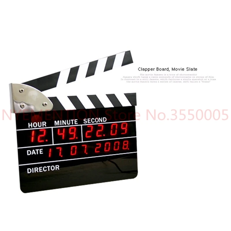 Цифровые часы Clapperboard светодиодный Будильник рабочий стол шиферный