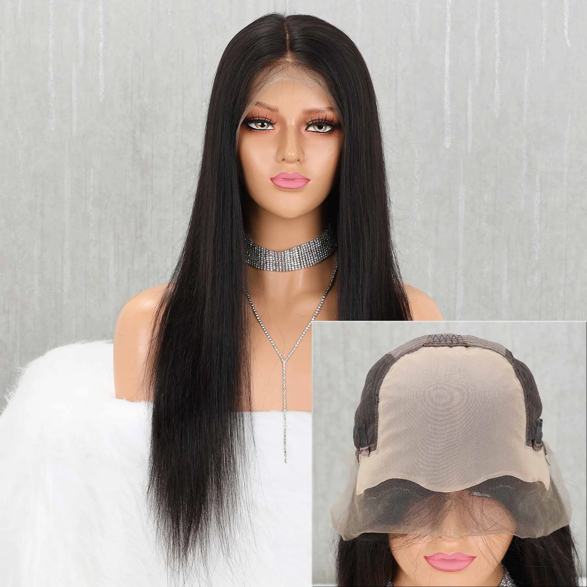 Yeahwigs 13*6 прямой поддельный парик из кожи головы 150% шелк прямые парики для черных