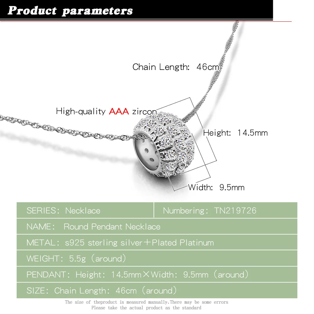 Ожерелье из серебра 925 пробы с подвеской в виде Круга|Ожерелья| |