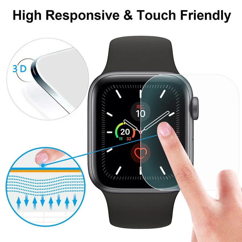 Мягкая защитная пленка из ТПУ на весь экран для Apple Watch 5 3/5 шт. 40 мм 45 Защитная watch