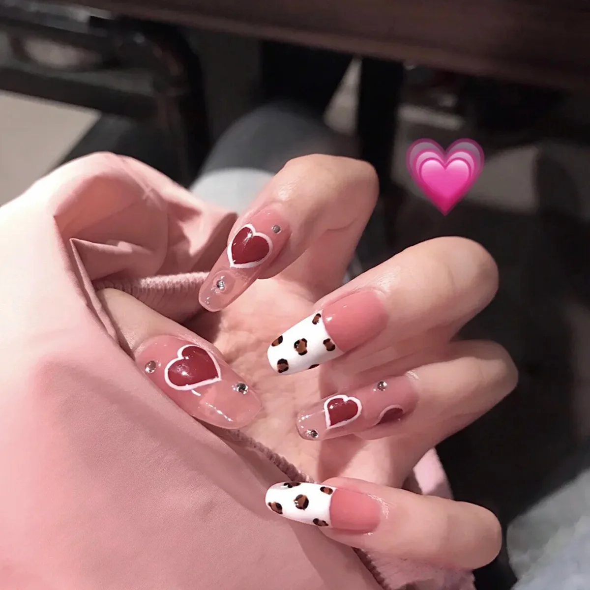 

Fake Nails Heart Full Cover Fake Nails DIY Glue Press On Nails Nail Supplies For Professionals