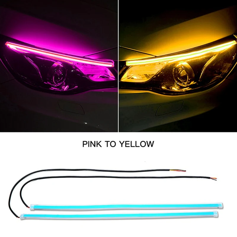 

2Pcs Ultrafine DRL 30 45 60cm Daytime Running Light Flexible Soft Tube Car LED Strip Turn signal Waterproof Car Light Assembly