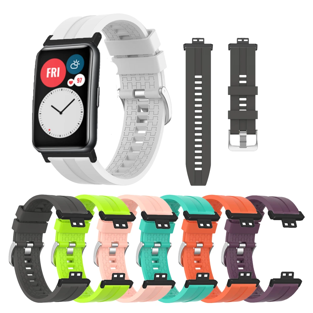 

Silicone Strap For Huawei Watch fit band Bracelet correa metal connector Sport Watchband For Huawei fit smart watch Accessories