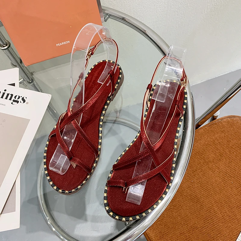 

Flip-Flops Sandals Women 2021 Gladiator Sandals Strap Combination Fashion Style Comfortable Flat-Heel Roman Sandals