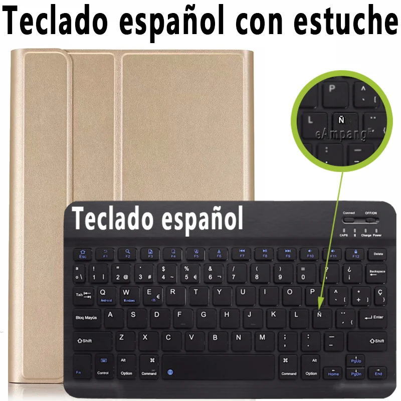Spanish Keyboard Чехол для samsung Galaxy Tab S6 10,5, чехол для клавиатуры T860 T865, чехол для SM-T860, русская, испанская, английская, Bluetooth клавиатура, чехол - Цвет: Spanish Keyboard
