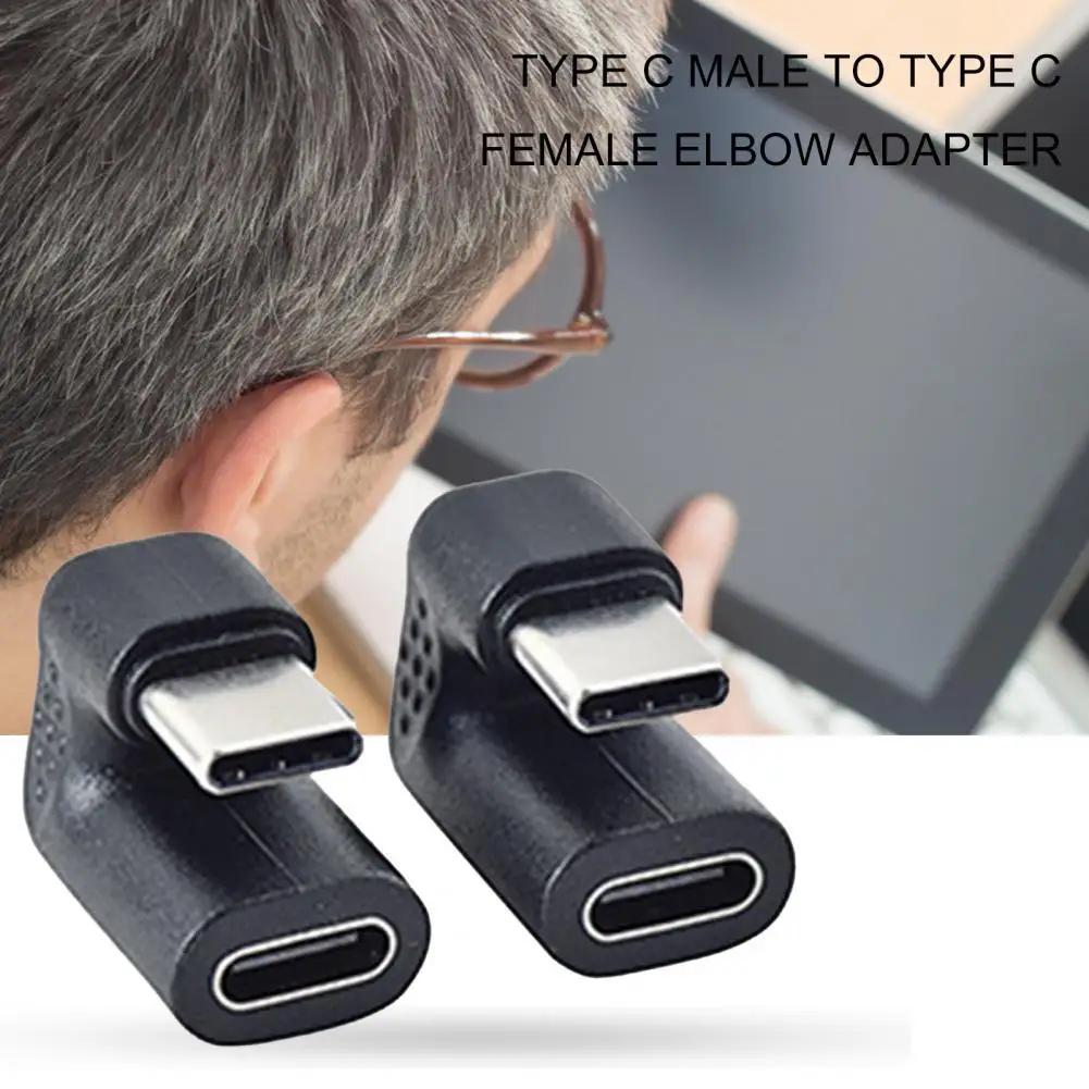

Type-C Adaptor Convenient Stable Transmission PVC U-shaped Angled Type C Male-to-Female Connector for Tablet
