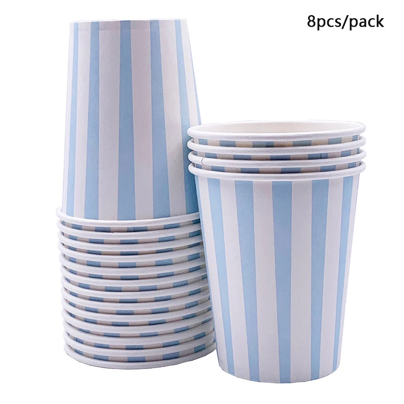 Одноразовая посуда в синий горошек для мальчиков и девочек бумажная тарелка
