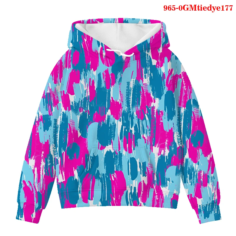 

Harajuku Tiedye 3D Print Casual Street Hoodies Kids Sweatshirts Hoody Tops Boys Girls Pullover Tie Dye Hoodie Baby Boys Clothes