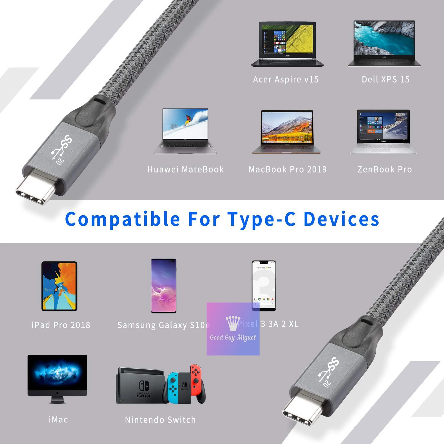 Фото USB 3.2 Gen 2x2 20Gbps USB-C to Data Cable Type-C 100W Fast Charge Short Cord Braided Wire for Xiaomi Huawei MacBook Pixel Электроника USB 3.2 Gen 2x2 20Gbps USB-C to Data Cable Type-C 100W Fast Charge Short Cord Braided Wire for Xiaomi Huawei MacBook Pixel Электроника