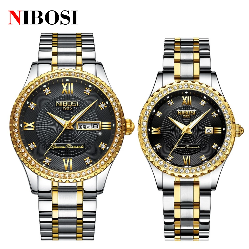 

NIBOSI Fashion Luxury Brand Lovers Watches Men Women Casual Quartz Watch Women's Dress Couple Watch Clock Relogios Femininos