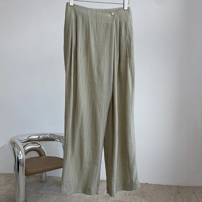 

GVUW Casual Style Oblique Placket Elastic Waist Trousers New Listing Loose Pants Women Fashion Tide Spring Summer 2021 20D2088