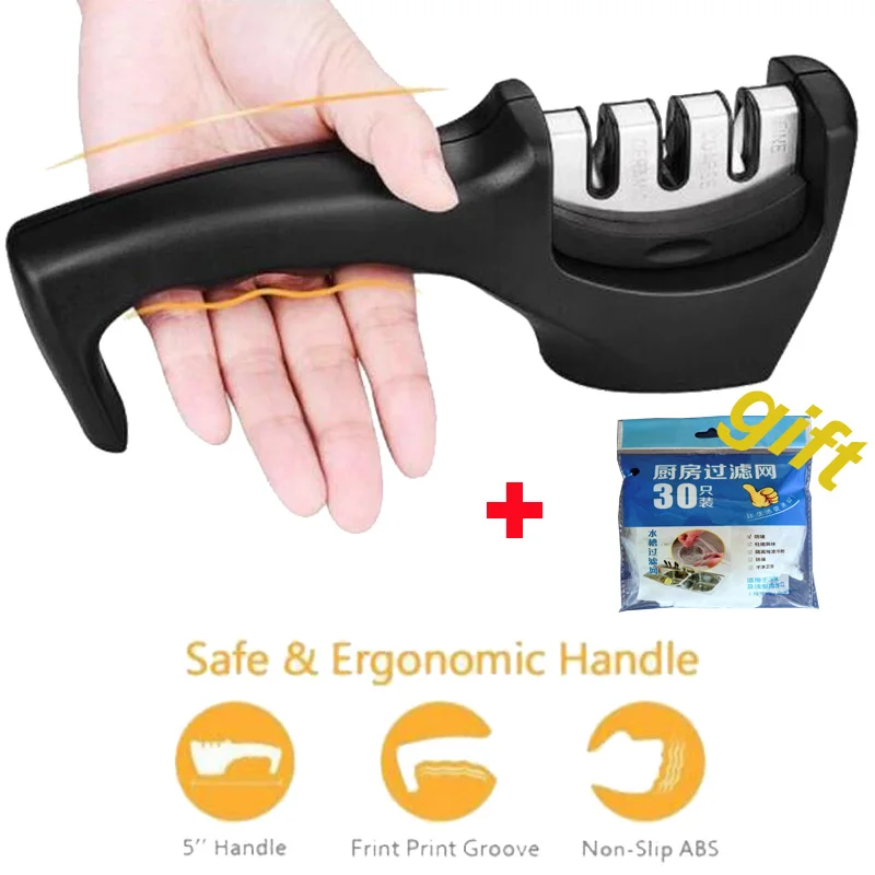 Профессиональная точилка для ножей 3 этапа (вольфрам алмаз и керамика) кухонный