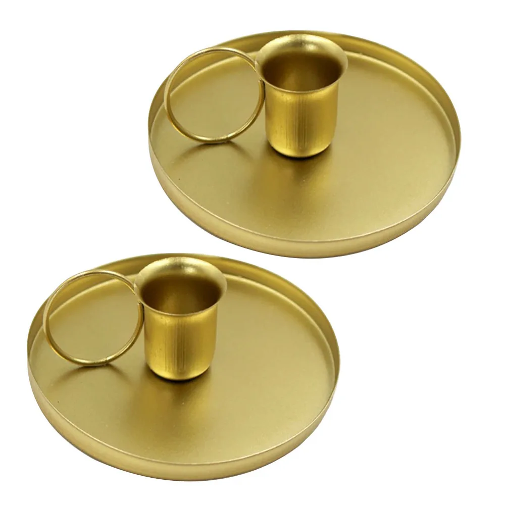

2Pcs Retro Style Candle Stick Holders Iron Tea Cup Candlesticks Table Decors