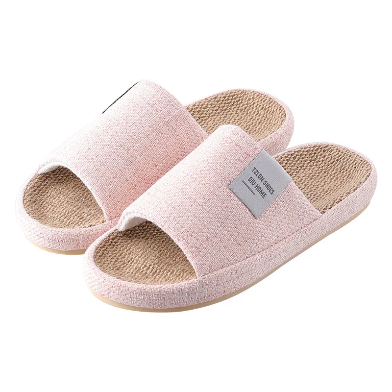 breathable flax slippers women men indoor mute slipper anti slip lovers house floor shoes soft ladies summer home slides free global shipping