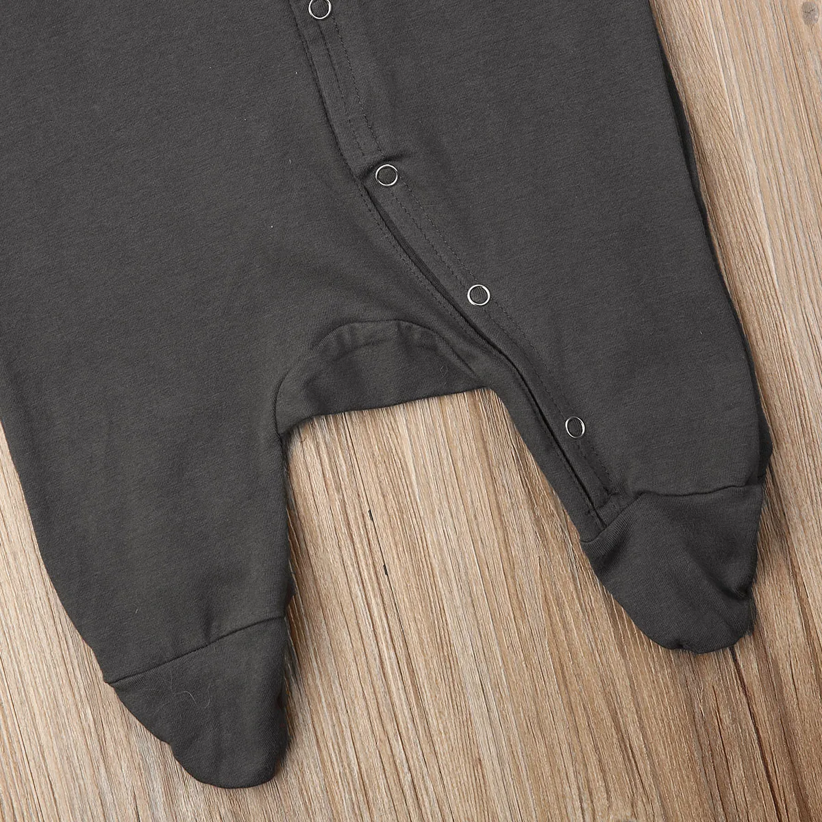 Удобный комбинезон для новорожденных однотонный хлопковый с длинными рукавами +