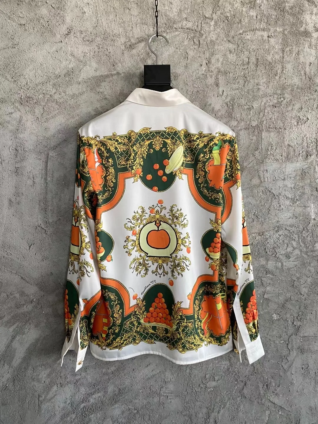 

men printed real silk long sleeve shirt