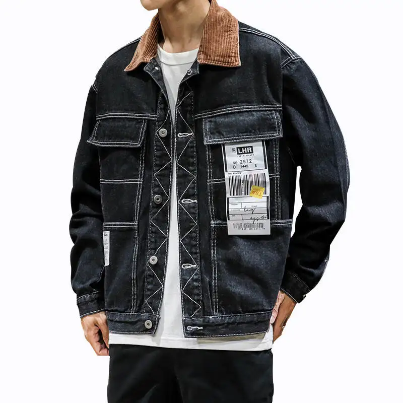 Мужские синие джинсовые пальто новые осенние вельветовые мужские куртки с