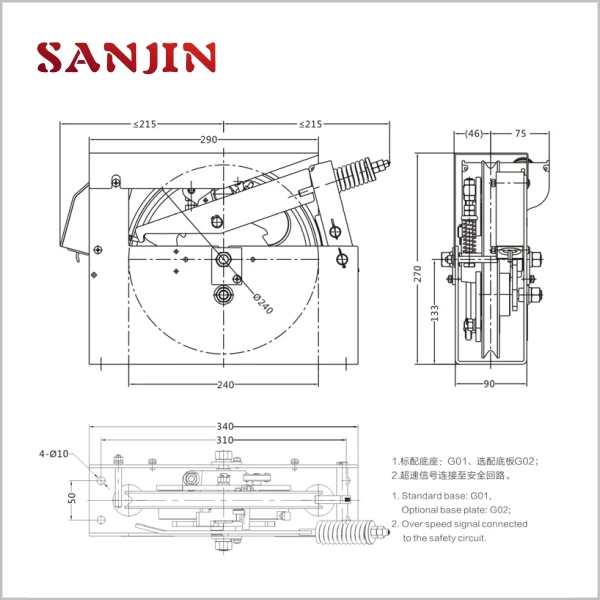 

Elevator governor OX240 one way governor with machine room