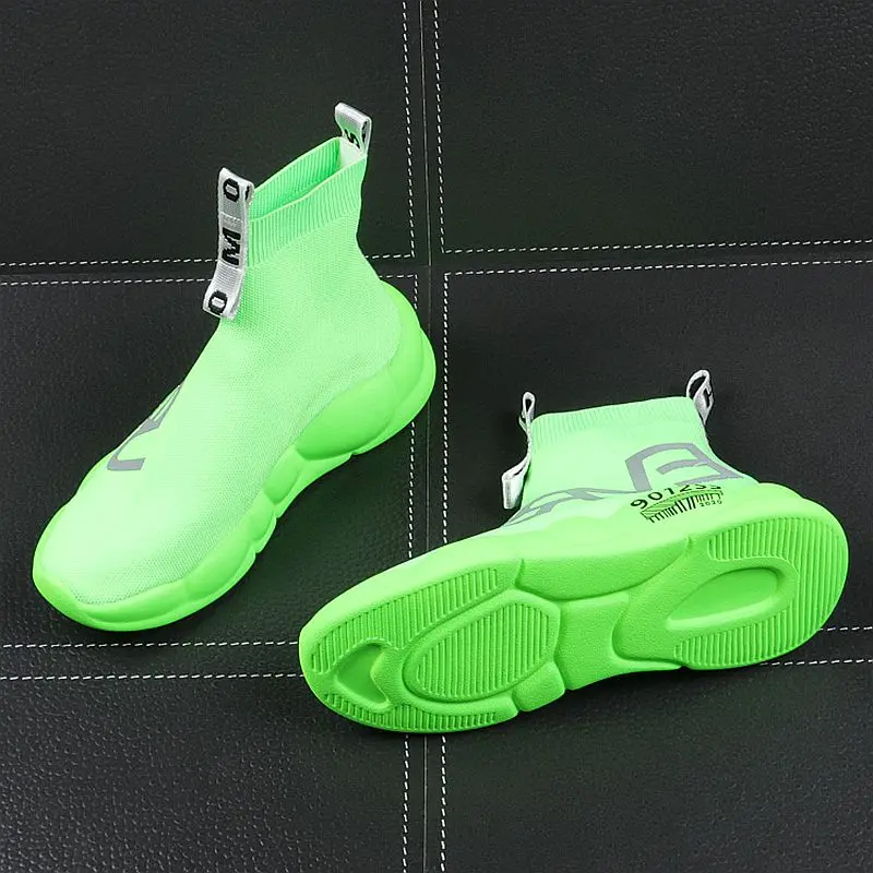 Harga Sepatu Kaus Kaki Rajutan Pria Musim Panas Sneakers Desainer Bersirkulasi Sepatu Bot Pergelangan Kaki Flat Kasual Platform Jaring Zapatillas Hombre