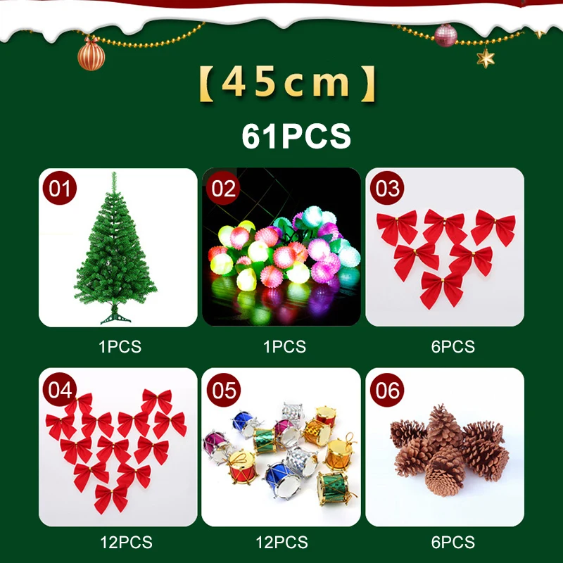 

Table Xmas Tree Mini Christmas Pine Tree Set with LED String Lights Ornaments Home Holiday Gift Decoration B2Cshop