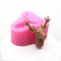 qiqipp c574 deer head diy baking tools fondant silicone mold cake dry pace plaster fragrance mold