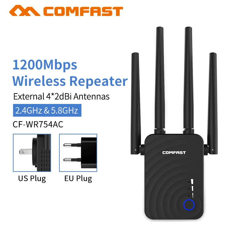 1200mbp высокоскоростной беспроводной Wifi удлинитель повторитель двухдиапазонный 2 4