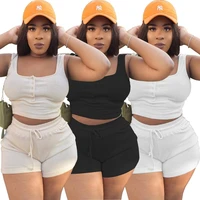 zkyzwx knitted two piece plus size women clothing sleeveless crop top lace up shorts tracksuit outfits loungewear matching sets