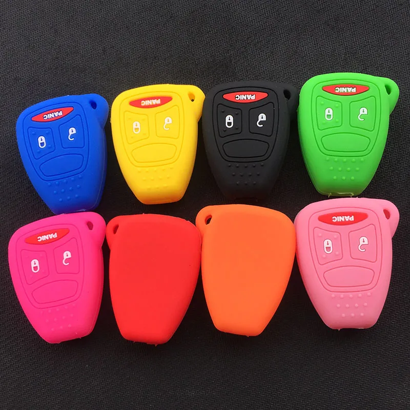 silicone rubber key cover case shell protector for Jeep Wrangler jk Commander Grand Cherokee Chrysler Pacifica Aspen 300 Dodge C |
