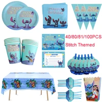 disney stitch design birthday party decorations napkins paper cups plates boys girls baby shower disposable tableware supplies