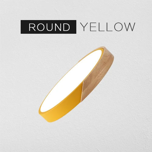 Yellow Round Современный светодиодный потолочный светильник, ультра тонкий поверхностный монтируемый светильник, приспособление для спальни, холла, деревянная кухонная лампа для домашнего декора, пульт дистанционного управления - Цвет корпуса: Yellow Round