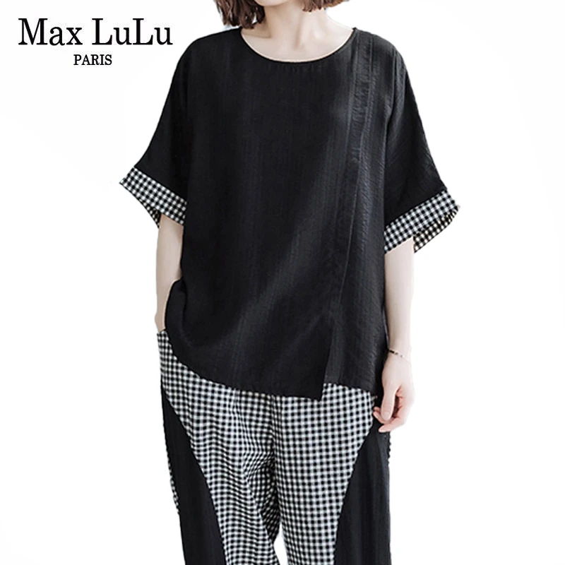 Костюм спортивный Max LuLu Женский Повседневный в клетку Модный корейский комплект