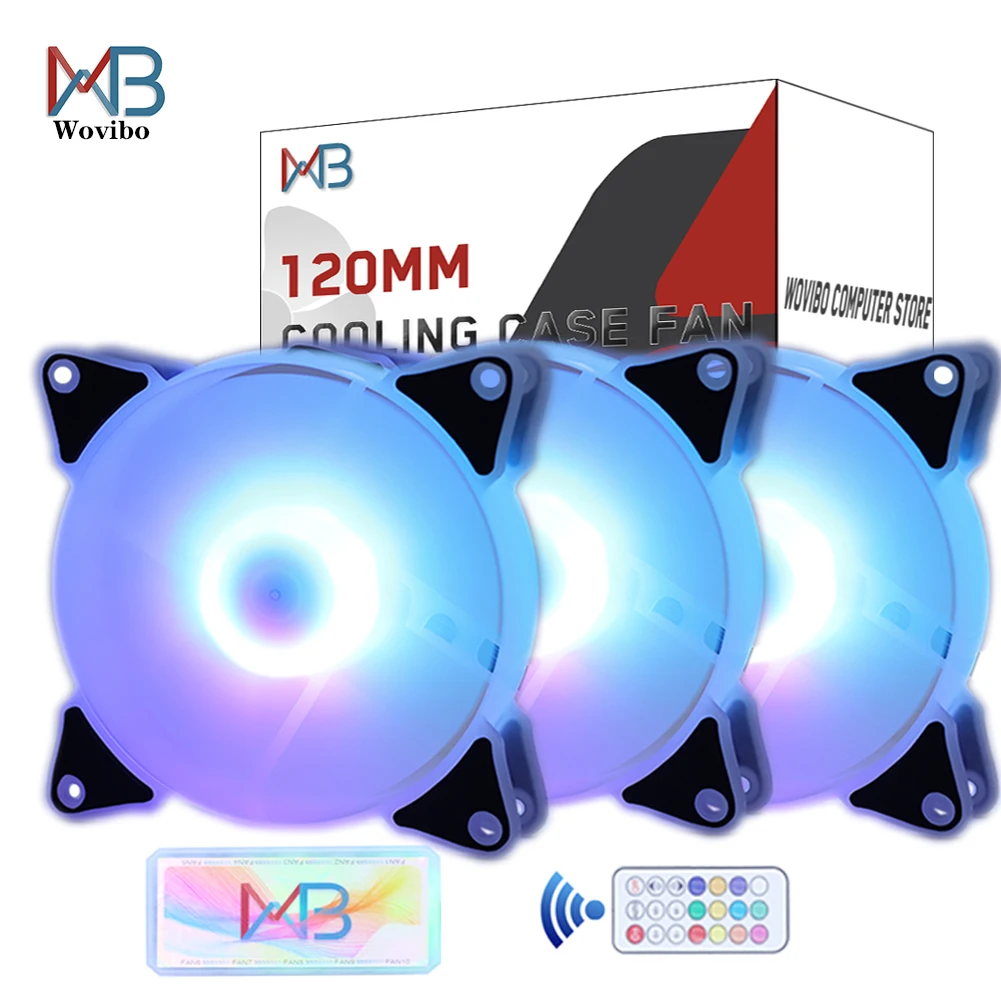 Wovibo 120 мм чехол вентилятор вентиляторы RGB Adajust Argb Mute кулер ПК компьютер 6PIN